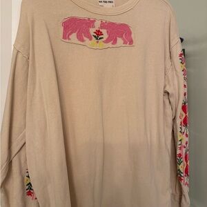 We The Free Beige Top with Pink Bear Design. Never worn. Brand new